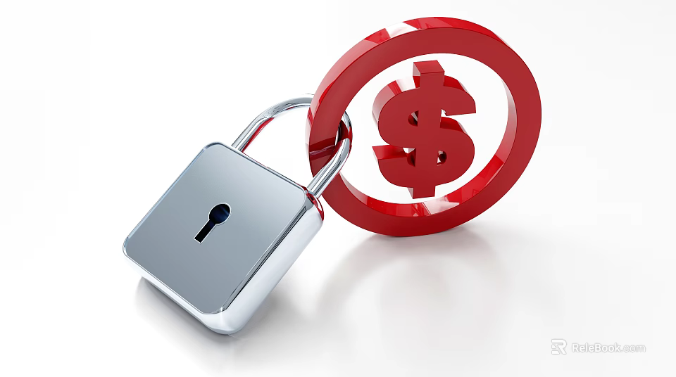 Commercial Equipment Security Solutions With Padlock And Dollar Sign Protection 3d model 