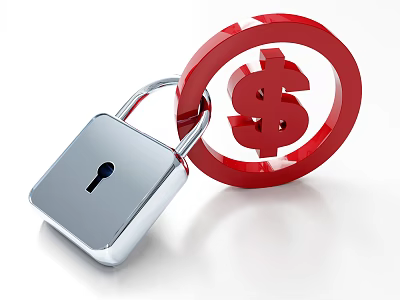 Commercial Equipment Security Solutions With Padlock And Dollar Sign Protection 3d model