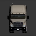 White Flatbed Truck Transporting Multiple Covered Goods With Black Tarps On Trailer