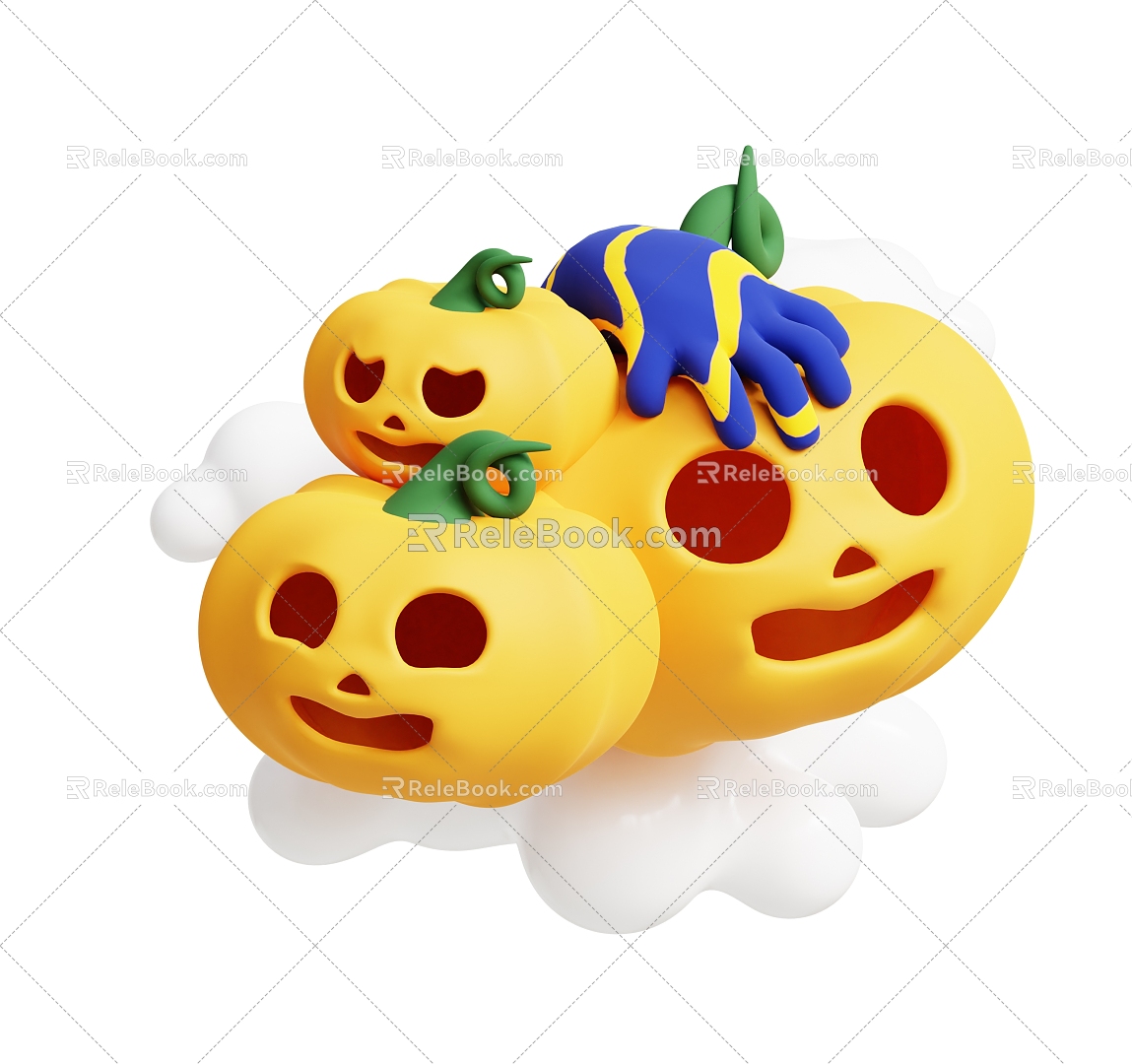 Cartoon Scene Cartoon Pumpkin Halloween Pumpkin Halloween Scene model