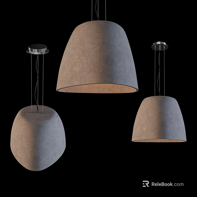 Modern Concrete Pendant Lights With Different Shapes And Ceiling Mount Designs 3d model