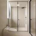Modern Bathroom Interior With Glass Shower Enclosure Toilet And Window Blinds