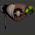 Detailed Green Skinned Horned Armored Fantasy Character Holding Battle Axe