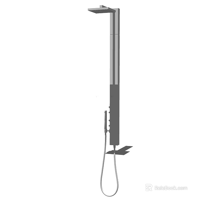 Modern Shower Faucet System With Vertical Pole Handheld Sprayer And Rainfall Head 3d model 