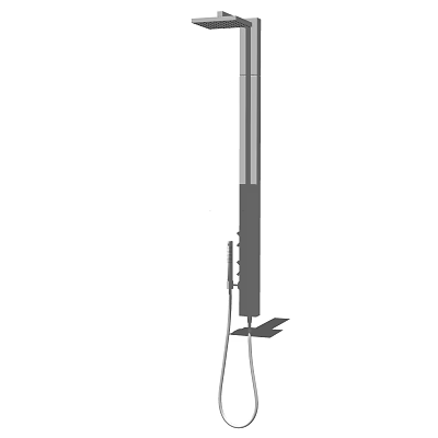 Modern Shower Faucet System With Vertical Pole Handheld Sprayer And Rainfall Head 3d model
