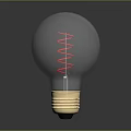 Transparent Light Bulb With Reflected Buildings Cityscape Red Elements And Golden Base
