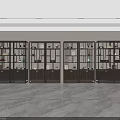 Traditional Chinese Dark Wooden Display Shelves Featuring Multiple Compartments And Decorative Items