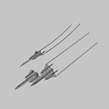 Fighter Jet 3D Model Featuring Gray Body Twin Engines Tail Fins on Light Blue Background