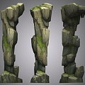 Three shades and two shades of rockery mountain stone pillars weathered mountain peaks Custer landform realistic hand-painted wind 3d model