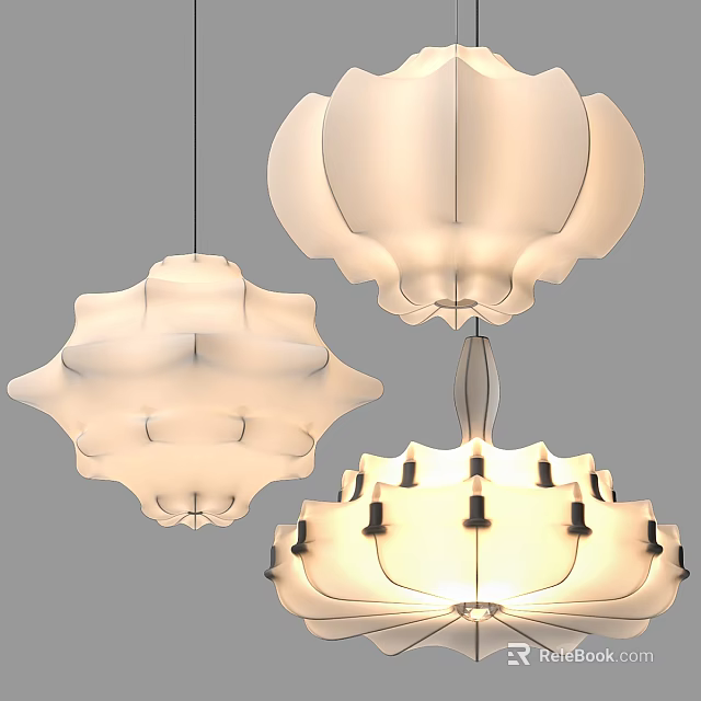 Modern Petal Shaped Chandeliers With Artistic Design And Soft Lighting Effects 3d model 