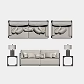 Modern Gray Sofa Set With Decorative Pillows Side Tables And Table Lamps 3d model
