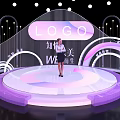 Check in Photo Spot with Pink Stage White Curved Decorations and LOGO Lighting