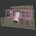 Building Structure Section View With Internal Metal Frames And Concrete Pipes