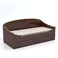 Wooden Double Sofa With Light Colored Cushion And Drawer Storage