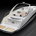 Luxury Modern White Yacht With Open Deck Wooden Steps And Seating Area