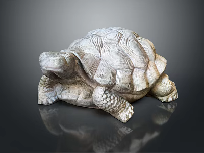 Realistic Stone Turtle Sculpture With Detailed Shell And Textured Limbs 3d model