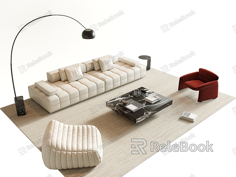 Modern Sofa Coffee Table Combination Sofa Multi-person Sofa Leather Sofa Lawrence Sofa Marble Coffee Table Leisure Chair Floor Lamp Side Table Jewelry Pendulum model