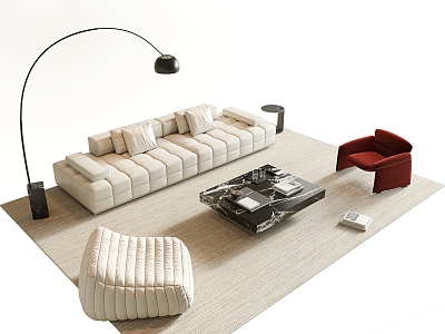 Modern Sofa Coffee Table Combination Sofa Multi-person Sofa Leather Sofa Lawrence Sofa Marble Coffee Table Leisure Chair Floor Lamp Side Table Jewelry Pendulum model