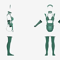 Green Doll Clothes Set With Top Gloves Stockings And Headband