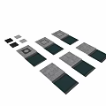 Modern Ground Design With Gray Concrete Tiles Green Strips And Patterned Sections 3d model
