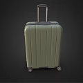 Green Modern Suitcase With Telescopic Handle Vertical Stripes And Wheels 3d model