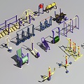 Modern outdoor fitness equipment portfolio 3d model