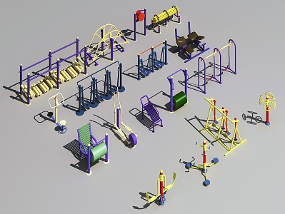 Modern outdoor fitness equipment portfolio 3d model