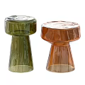 Coffee Tables in Transparent Green and Brown with Modern Cylindrical Design