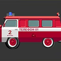 Red and White Toy Ambulance with Blue Emergency Lights and Number 2