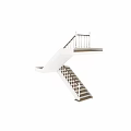3D Rendered Staircase Design With Wooden Steps And White Railings Including Dimensions