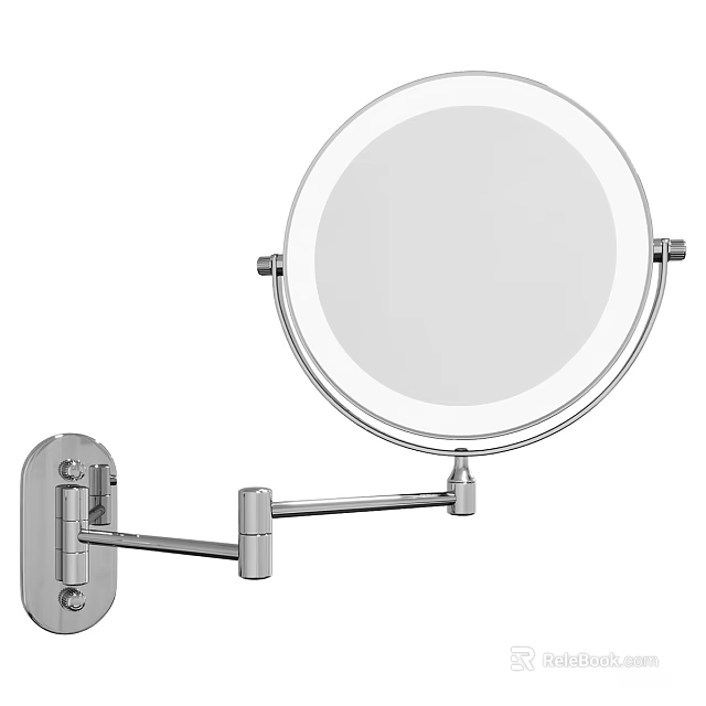 Round Wall Mounted Mirror With Adjustable Metal Arm For Vanity Bathroom Use 3d model 