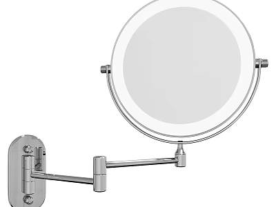 Round Wall Mounted Mirror With Adjustable Metal Arm For Vanity Bathroom Use 3d model