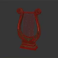 Handcrafted Wooden Harp Musical Instrument with Intricate Carvings and Elegant Design