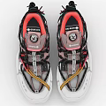 Modern Stylish Sneakers Featuring Gray Red White Color Yellow Laces And Blue Sole Details