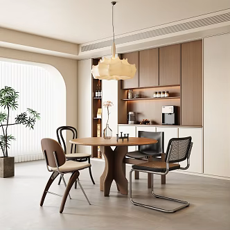 Modern Middle Ancient Style Restaurant Round Table Restaurant Round Table and Chair Combination Dining Chair Combination Dining Table and Chair Combination Sideboard Chandelier Wall-mounted Water Dispenser 3d model