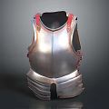 Shiny Medieval Metal Breastplate With Ornate Red Accents And Armored Design 3d model