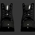 Gray Lace Up Boots With Thick Sole And Durable Leather Material Design 3d model