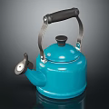Turquoise Enamel Kettle with Black Handle and Stainless Steel Spout for Home Kitchen Use