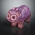 Playful Purple Hippo Character Sculpture with Yellow Eyes and Artistic Design