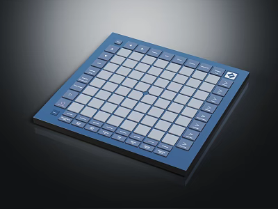 Square Blue Silicone Kitchen Mat With White Grid Pattern For Food Preparation Use 3d model