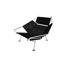 Modern Leisure Chair With Black Leather Seat And Chrome Metal Frame Design