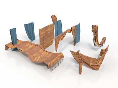 Brown And Blue Patterned Fabric Furniture Upholstery Parts For Sofa Design 3d model