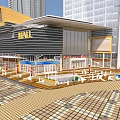 Modern Commercial Complex With High Rise Buildings Shopping Mall And Central Plaza