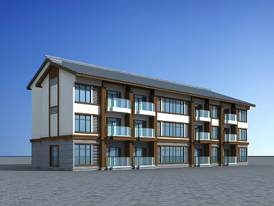 Modern Commercial Complex Exterior With Multi Story Building Large Windows And Balconies 3d model