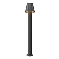Sleek Modern Outdoor Light with Tall Black Cylindrical Pole and Conical Shade for Garden Pathway