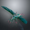 Game And Movie Character Fantasy Creature With Green Wings And Pink Accents