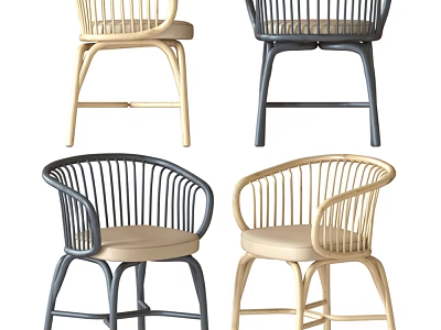 Modern Single Chair Designs With Wooden Frames Various Colors And Curved Backrests 3d model