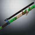 Handmade Green Pipe Tool With Serrated Blade And Metal Details