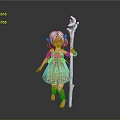 Woman With White Hair Green Eyes In Light Green Dress Holding Green Staff