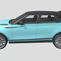 Light Blue SUV Featuring Black Roof Silver Wheels And Front Grille Design 3d model